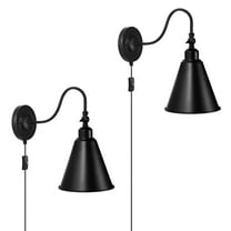 Wall Light Plug Set of 2 Industrial Wall Lights Black Gooseneck Light Wall Light with Shade Farmhouse Light for Bedroom Living Room Outdoor