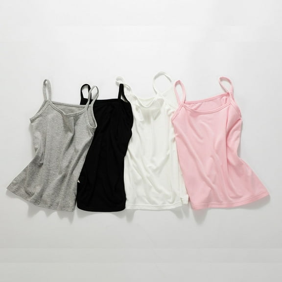 RTKFRFLM Girls Lace Cami Tank Top Toddler Kids Summer Sleeveless Solid Color Vest Cute Lace Trim Undershirt for Girls Soft Cotton Breathable Strappy Top Essential Daily Inner Wear Tee