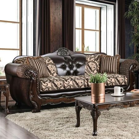 Traditional Wood Sofa in Brown SM6416 Quirino by Furniture of America