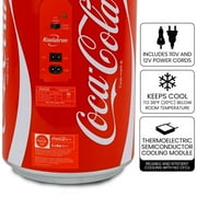 Coca-Cola 8 Can Portable Mini Fridge w/ 12V DC and 110V AC Cords, 5.4L (5.7 qt) Can Shaped Personal Cooler, Red, Travel Fridge for Drinks, Snacks, Lunch, Home, Office, Dorm Room, RV