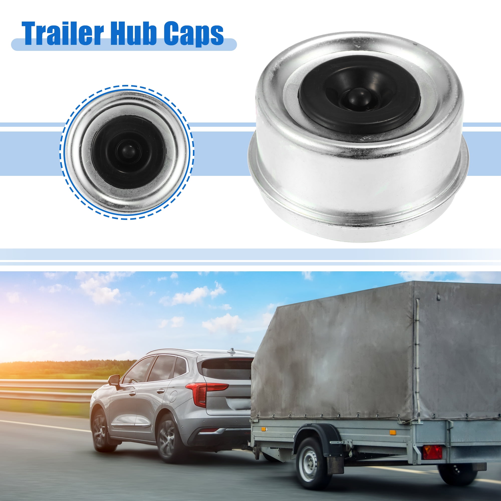 Unique Bargains 2.44" Trailer Axle Wheel Dust Cap for Trailer Hubs 2 Pack