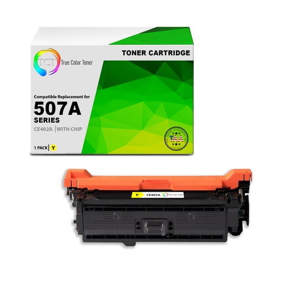 TCT 507A Yellow Toner Cartridge - TAA Compliant Compatible Replacement for 507A CE402A