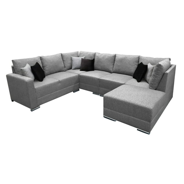 Sala Esquinera Modular El Bazar Store Artemis Gris Plata 230x300 cm Tela Lino nacional