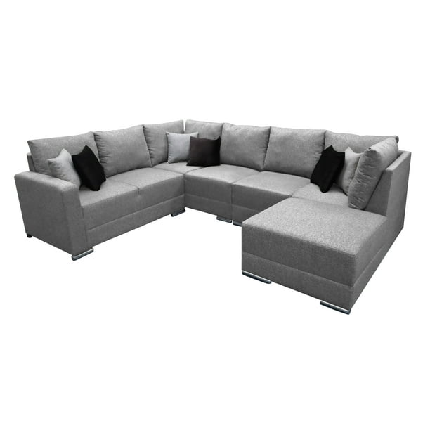 Sala Esquinera Modular El Bazar Store Artemis Gris Plata 230x300 cm Tela Lino nacional