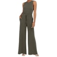 thumbnail image 2 of Sleeveless solid jumpsuit Washable high elastic fabric Perfect for daily work or party, 2 of 5