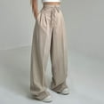 thumbnail image 3 of RYRJJ Womens Wide Leg Dress Pants Belted High Waisted Slacks Pants Business Casual Work Palazzo Trousers with Pockets(Khaki;3XL), 3 of 8