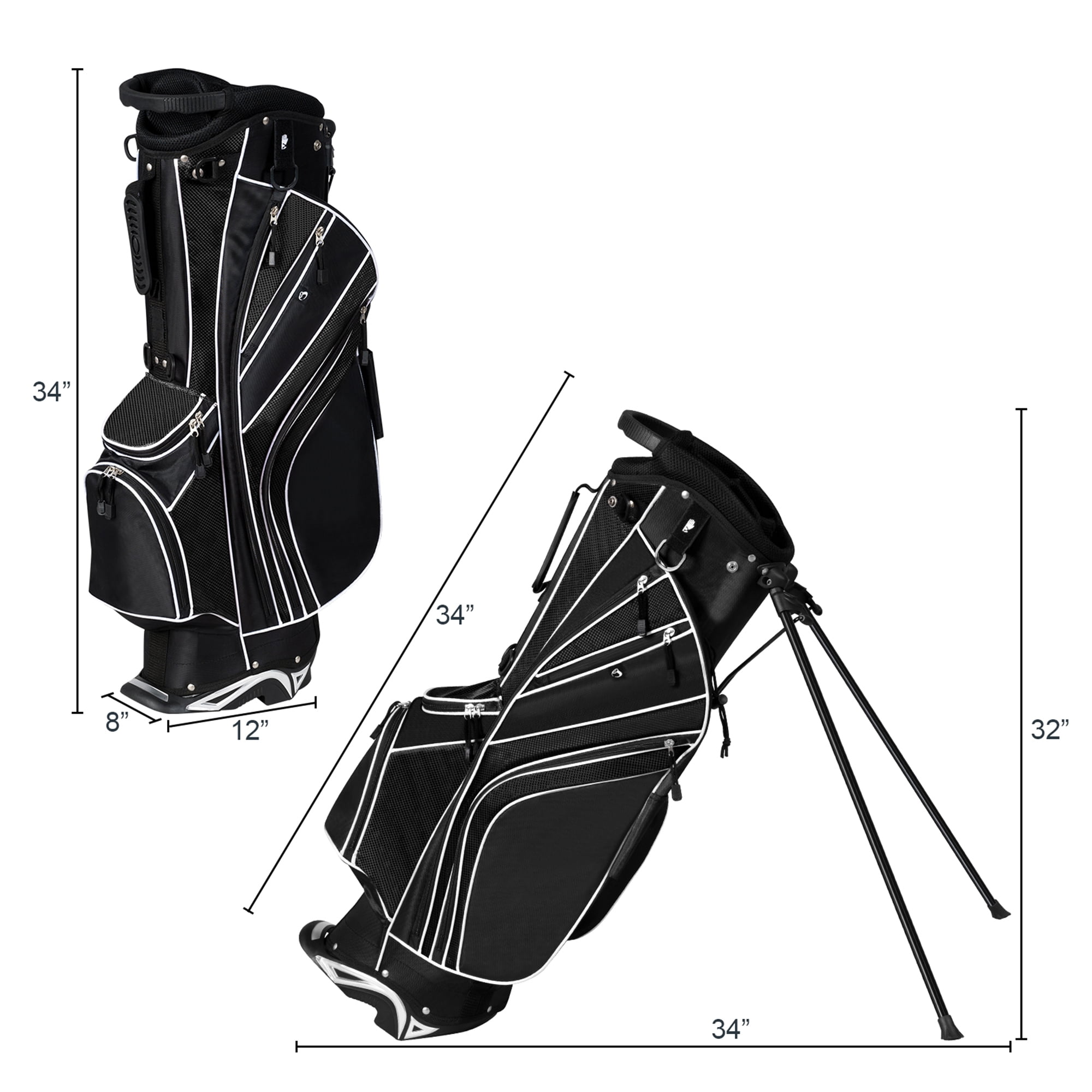 Gymax Golf Carry Bag Golf Stand Bag 6 Way Divider w/ Straps & 7 Storage Pockets Black
