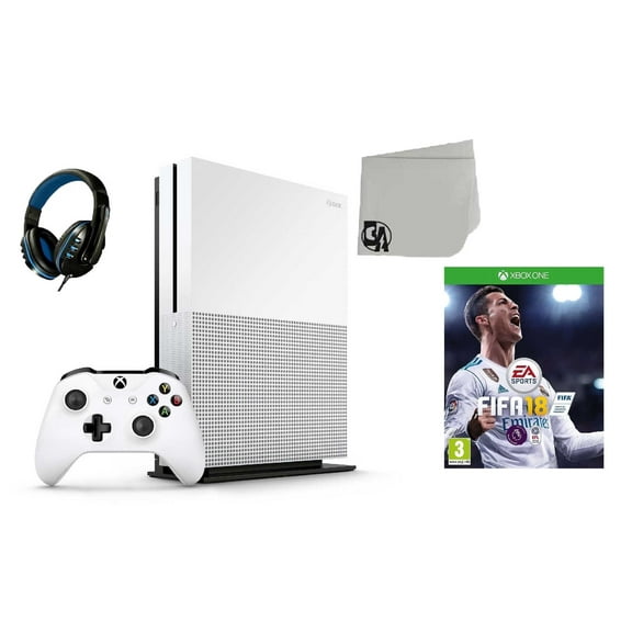 Pre-Owned Restored 234-00051 Xbox One S White 1TB Gaming Console with FIFA 18 BOLT AXTION Bundle