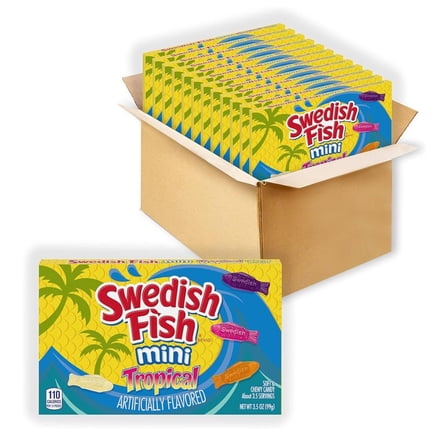 Swedish Fish Mini Tropical Chewy Candy, 12 Pack, 3.5 oz