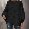 thumbnail image 2 of Teylalorva Women's Fashion Sweater Long Sleeve Round Neck Pullover Top Black Size 3XL, 2 of 9