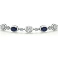 thumbnail image 3 of Gem Stone King 925 Sterling Silver White Lab Grown Diamond and Blue Sapphire Bracelet for Women | 4.10 Cttw | Gemstone April Birthstone | Oval 7X5MM | Fully Adjustable 9 inch, 3 of 6