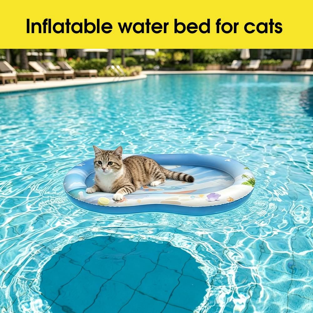 Pet Water Bed Extra Large Floating Water Mat for Dogs, 41 x 29 Cooling Pet Bed with Surfing Corgi Design, PVC Pool Float for Summer, Up to 25 kg, Includes Pump