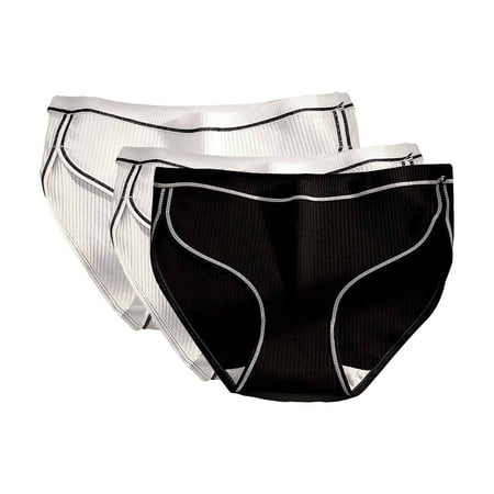 HCURIBAD Cotton Underwear for Women  Clearance! Women s Mixed Panty Set of 3 Mid Waist Stretchy Soft Cotton Solid Color Breathable Panties  Seamless Panties  Soft Underwear  Women s Panties White M