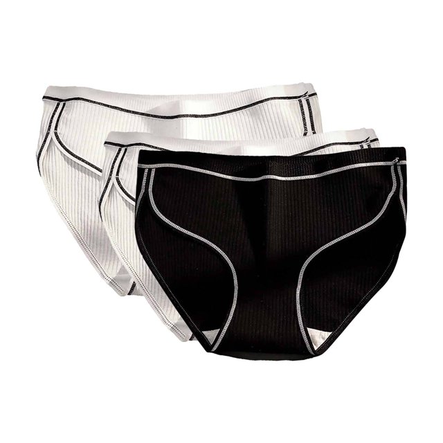 Lady Underpants Women Mid Waist Elastic Soft Cotton Solid Color Breathable Briefs