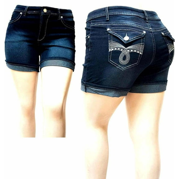 Give me Five Women's Plus Size Dark Blue Denim Jeans Short Stretch