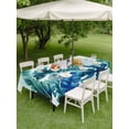 thumbnail image 3 of Outdoor Tablecloth with Umbrella Hole and Zipper, Blue Teal Leaves Rectangle Table Cloth 60x102 Inch Waterproof Tablecloth, Summer Botanical Watercolor Leaf Picnic Table Cover for Patio Camping, 3 of 7