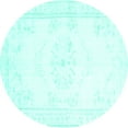 thumbnail image 1 of Ahgly Company Indoor Round Abstract Turquoise Blue Contemporary Area Rugs, 3' Round, 1 of 4