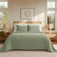 thumbnail image 6 of EVERGRACE Cotton Coverlet Set Full Queen Size 3 Pieces, Lightweight Soft Ribbed Matelassé Bedspread Quilt Set, Oversized Quilted Bedding Set with 2 Pillow Shams for All Seasons, Light Sage Green, 6 of 8