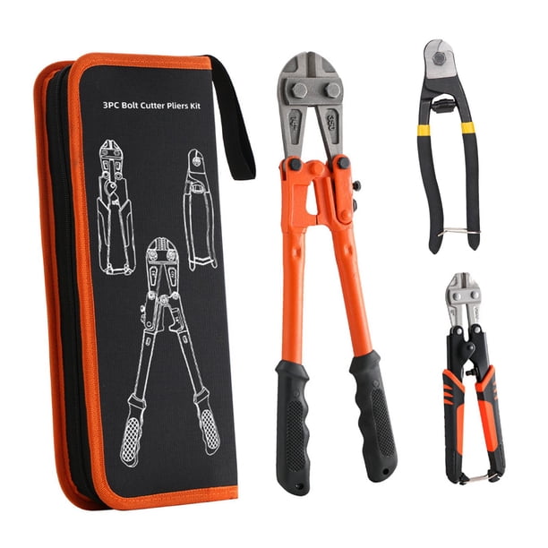 Juego de 3 alicates cortadores de pernos de 8", alicates manuales para cables de acero, mini de 8", cortadores de pernos de 14", para