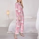 thumbnail image 3 of Balery Pink Flamingo Conjunto de Pijama con Estampado para Mujer, Conjunto de Dos Piezas con Manga Larga, Ropa de Dormir Suave con Bolsillos, Pijamas Cómodos-Medium, 3 of 7