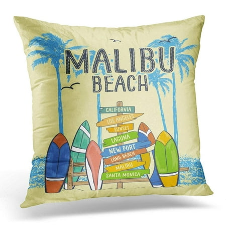 ARHOME Vintage Surf Graphics Pacific Wave Summer Tropical Heat Beach Pillows case 18x18 Inches Home Decor Sofa Cushion