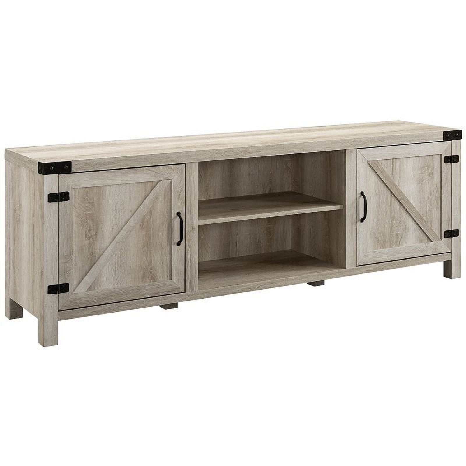 4 Piece Barn Door TV Stand Coffee Table and 2 End Table Set in