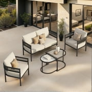 Grand Patio Woven Wicker 5-Piece Outdoor Conversation Set