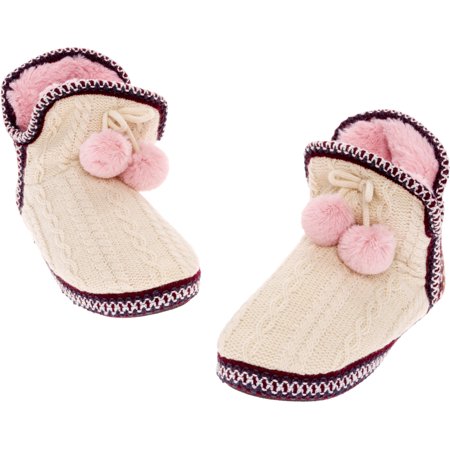 

Silver Lilly Women s Moccasin Booties Knit Slipper - Fuzzy Warm House Shoes - Cream/Pink (X-Large)