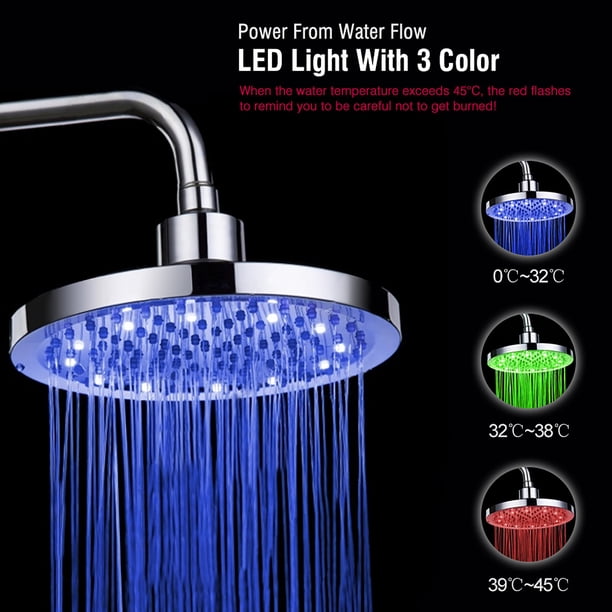 Ducha de Lluvia con luz LED ANGGREK cabezal de ducha de acero inoxidable plata