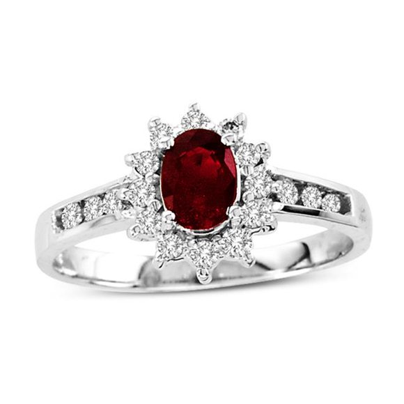 Bague Chauffante Naturelle Rubis & Diamant 0.85 CTTW, Or 14K - Taille 4.5