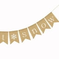 thumbnail image 3 of GOOHOCHY Navidad Let It Snow Letters Bunting Banner Decoración Copos de nieve Patrón Lino Arpillera Banner Swallowtail Pull Flag Suministros para fiestas, 3 of 8