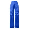 thumbnail image 3 of Women's Casual Fashion Pants Muilt Pocket Casual Loose High Rise Satin Soft Comfy Track Suit Pants Comfortable Pants for Women Casual Wide Women Pants Casual Loose Wide Leg Sweatpants Womens, 3 of 4