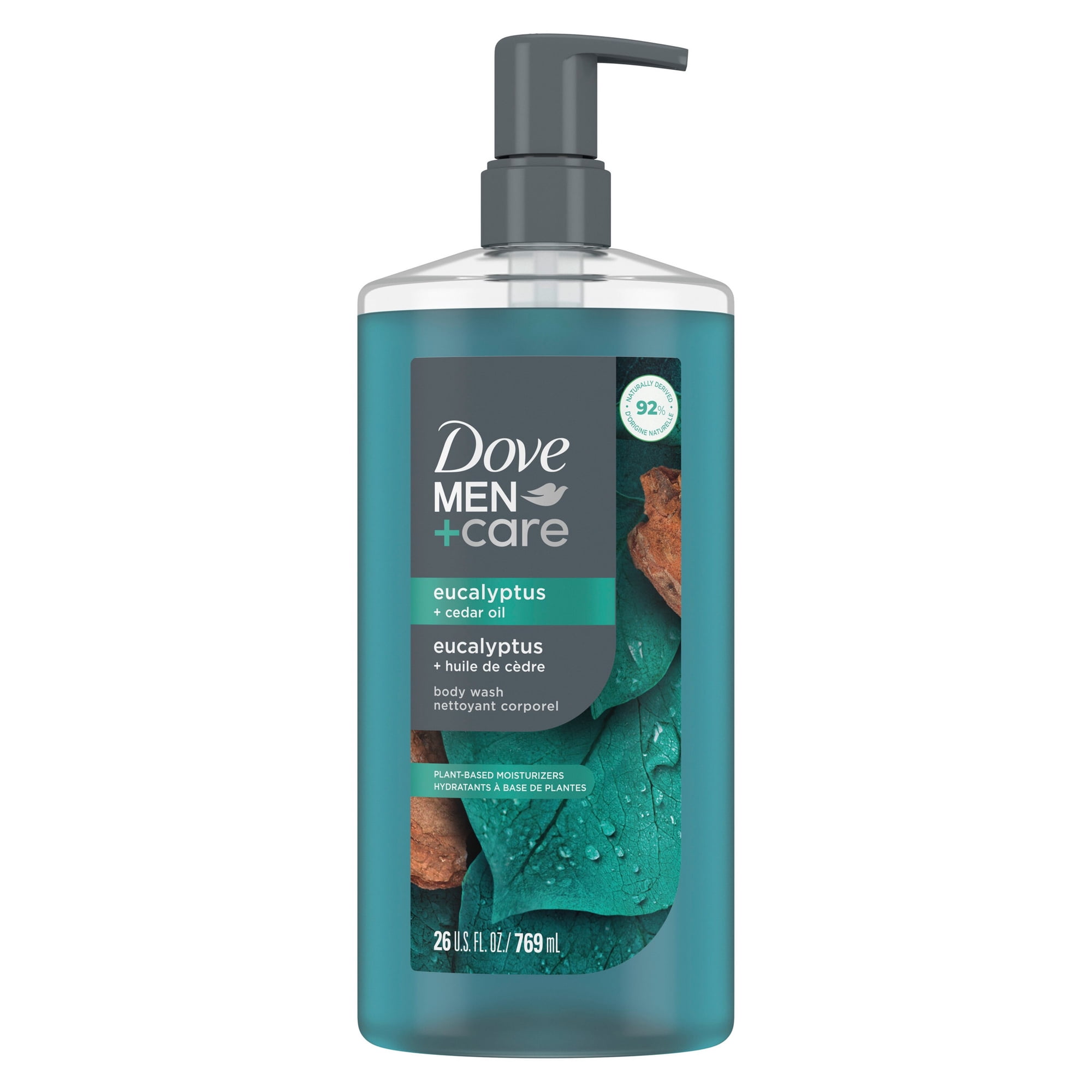 Dove Men+Care Eucalyptus + Cedar Oil Moisturizing Body Wash Dermatologist Body Wash for Men, Sulfate Free, Paraben Free, & Dye Free 26 fl oz