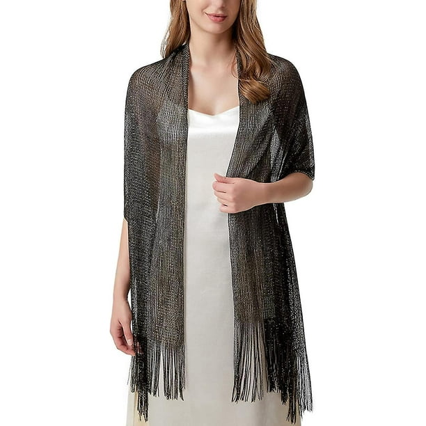 Chales y chales brillantes para mujer chal plateado bufanda Olaof metalica para novia dama de honor boda fiesta de noche baile Formal Walmart en linea