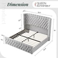 thumbnail image 3 of Amerlife Queen Bed Frame with 49” Upholstered Wingback Headboard, Noise-Free Platform Bed with Steel Frame and Slip-Resistant Edges, Light Grey, 3 of 10