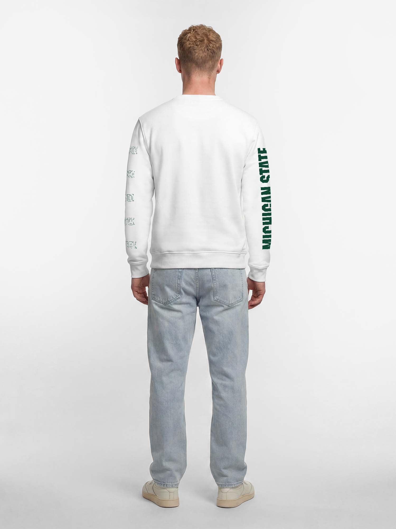 Michigan State Spartans Reebok Mens White Crew Sweatshirt