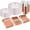 Clear Rose Gold, variant on 150 Pieces Black and Gold Disposable Dinnerware Set - 25 Guests Black Gold Plastic Plates Include 25 Dinner & 25 Dessert Plates, 25 Spoons, 25 Forks, 25 Knives, 25 Cups for Party & New Year