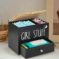 thumbnail image 3 of Wooden Feminine Product Organizer with Drawer and Lid Pad Bathroom Storage Holder for Sanitary Napkins and Girl Stuff Accessories, 3 of 5