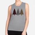 thumbnail image 2 of Plaid Print Christmas Trees Women's Muscle Tank X-Small Heather Grey, 2 of 5