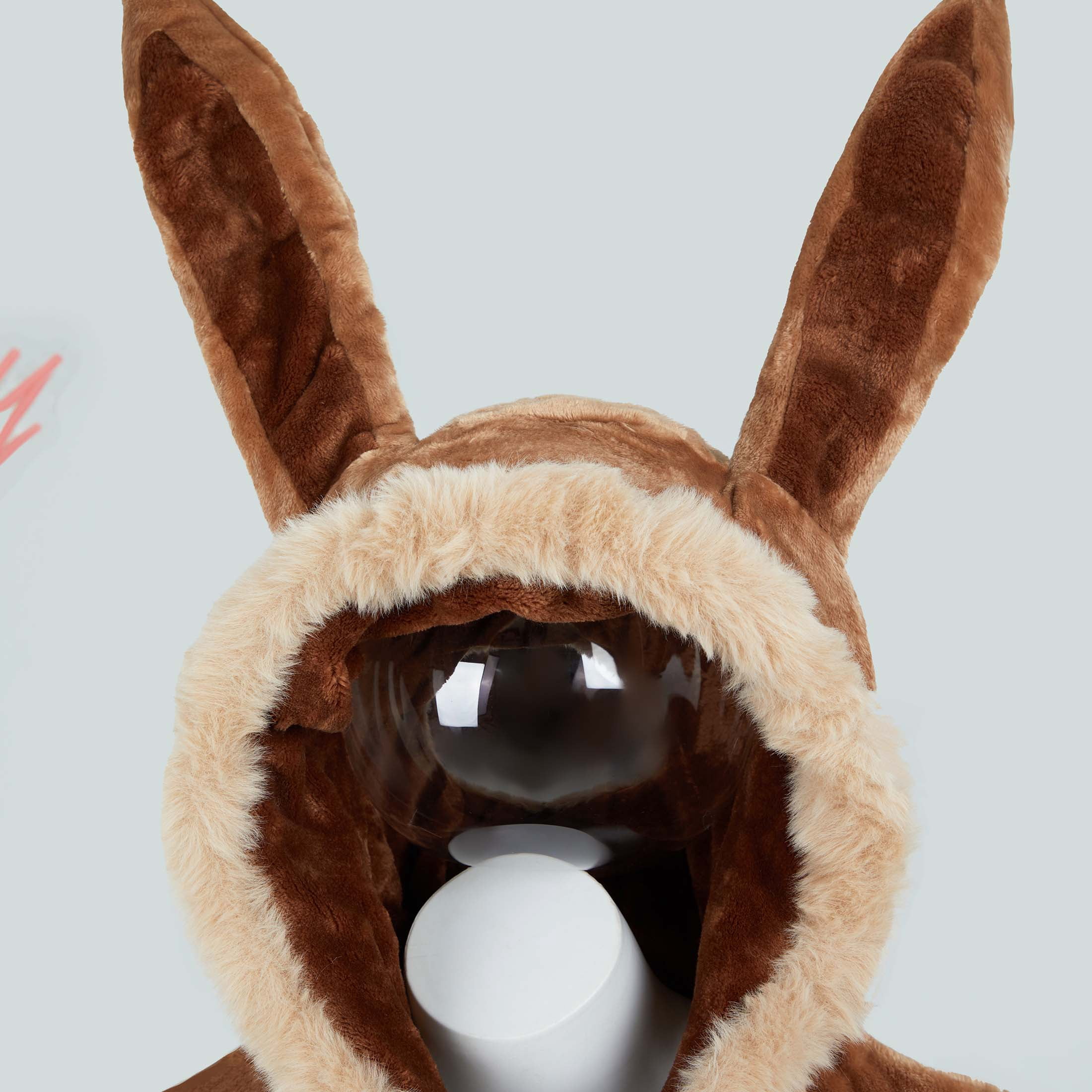 MOBBUNNY Women's PM Derivative Sexy Lingerie Bodysuit Halloween Plush Fluffy Hooded Deep V Romper with Belt and Tail, M