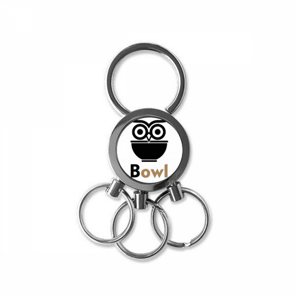 bowl rice owl combination english stainless steel metal key holder chain keychain