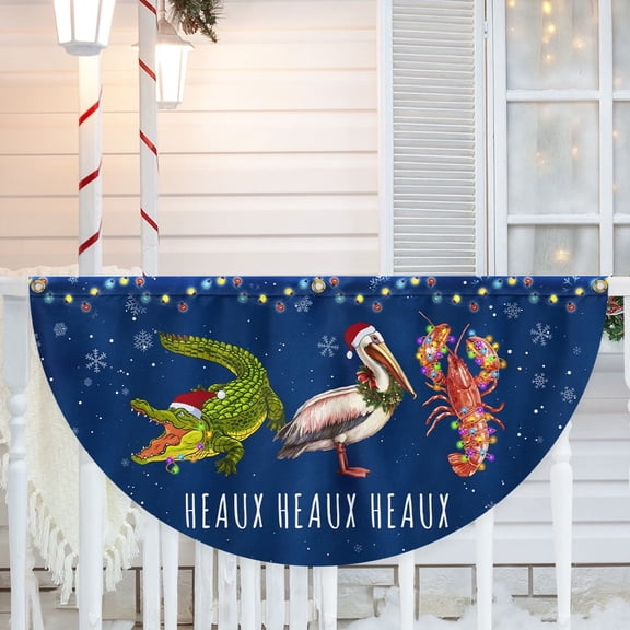 FLAGWIX Louisiana Merry Christmas Joyeux Noël Y’all Alligator Pelican Crawfish Non-Pleated Fan Flag TQN4153FL 1.5x3 ft, 1 Pack Suitable for Outdoor and Indoor
