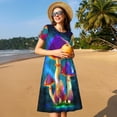 thumbnail image 4 of Easygdp Magic Mushrooms ,Fireflies para Vestido Transpirable de Mujer, Vestido Suelto de Manga Corta con Pliegues y Bolsillos para el Verano, 4 of 6