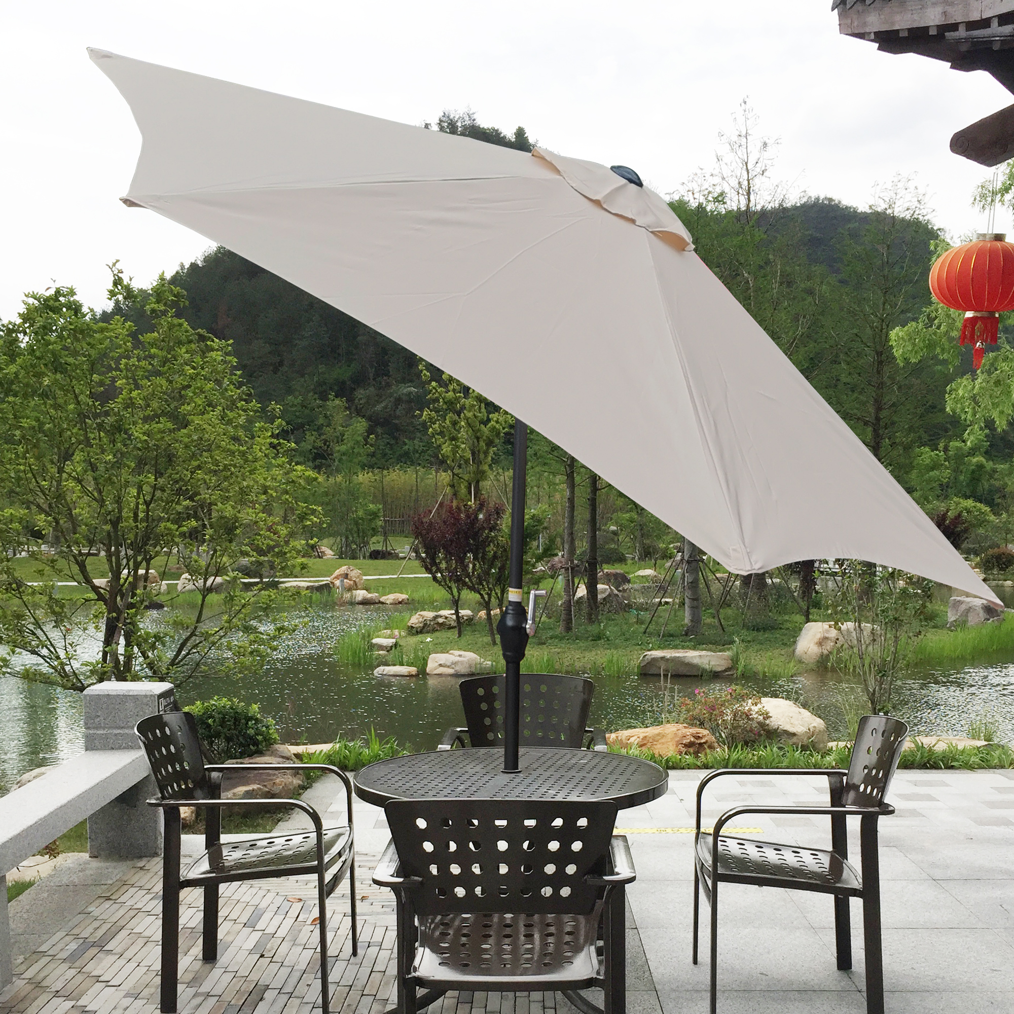 Patio Umbrella,DFITO 9 Ft Outdoor Umbrell , Weather-Resistant Outdoor Patio Umbrella for Table, Heavy-Duty Offset Patio Umbrella for Patio Backyard Outside, Waterproof, Tan, DJ223 - image 2 of 7