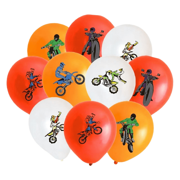 Kit de globos con temática de motocicletas, 18 piezas | Diseño de motocross