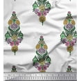 thumbnail image 1 of Soimoi Modal Satin Fabric Leaves & Floral Block Print Sewing Fabric Yard 42 Inch Wide, 1 of 3