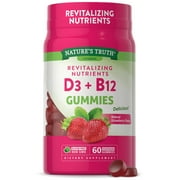 Vitamin D3 and B12 Gummies | 60 Count | Vegetarian, Non-GMO & Gluten Free Supplement | Natural Strawberry Flavor | by Nature's Truth