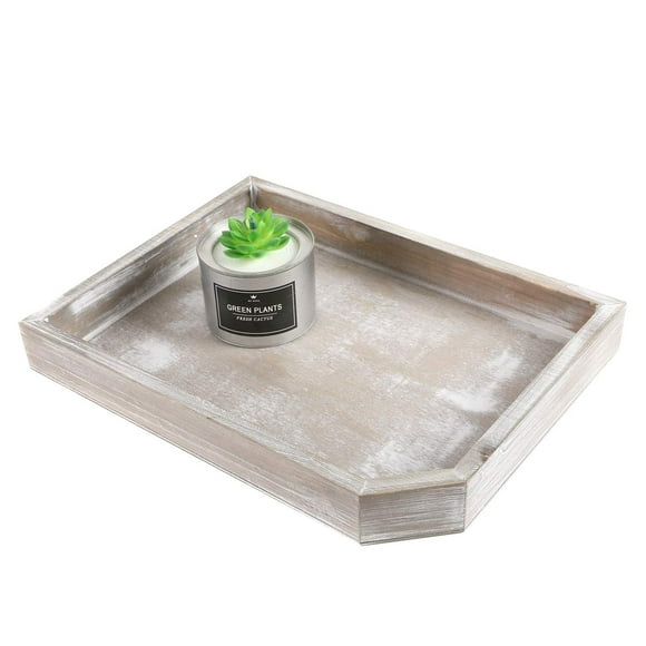 Liry Products Vintage Gris Rustique Brûlés Nourriture en Bois en Détresse Servant Plateau Petit Déjeuner Café Bureau Porte-Documents Maison Cuisine