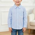 thumbnail image 2 of WXFAZCVU Boys Dress Shirts Kids Lines Long Sleeved Button Down Shirt Versatile Daily Wear Size 3-4 Years, 2 of 4
