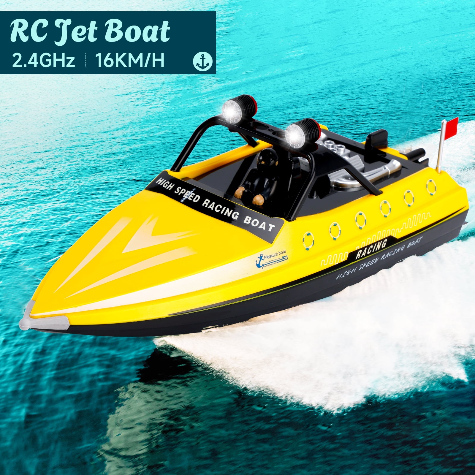 Bruce&Shark RC Boat, WLtoys WL917 Remote Control Boat, 10MPH High Speed RC Racing Boat for Pools or Lakes, 2.4GHz RC Boats for Adults Kids